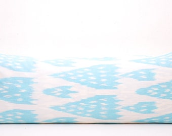 Blue Long Body Pillow, Cotton Body Pillow Covers, Long Pillow Covers, Extra Long Lumbar Pillow, Ikat cushion, Ikat Elegance Pillow