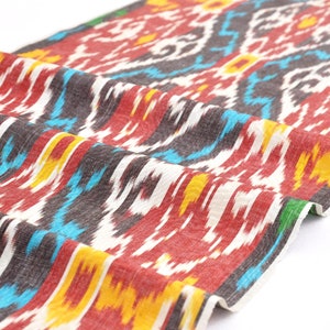 Multi color ikat fabric by the yard, ikat upholstery fabric, hand woven fabric, handloom, silk ikat fabric yard, organic ikat fabric