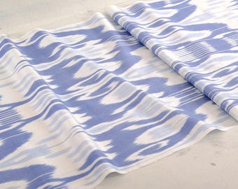Handloom Silk Cotton Ikat Fabric: Blue Designer Upholstery Textile