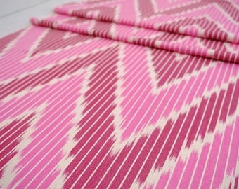 Tela ikat de algodón rosa tejida a mano, material para tapicería (65 cm de ancho)
