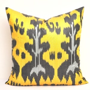 20x20 Gold ikat pillow, Ikat cushion, Accent decorative pillow, Handmade pillow, Throw pillow, Sofa pillow, Pillow case, Home decor pillow