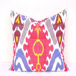 20x20 Multi color ikat pillow, Ikat cushion, Accent decorative pillow, Handmade pillow, Throw pillow, Silk ikat pillow, Home decor pillow