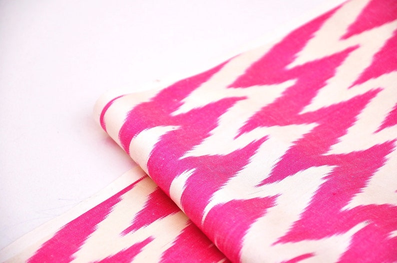 hand woven fabric handloom clothing ikat fabric silk ikat fabric sewing fabric Hot pink chevron ikat fabric by the yard upholstery
