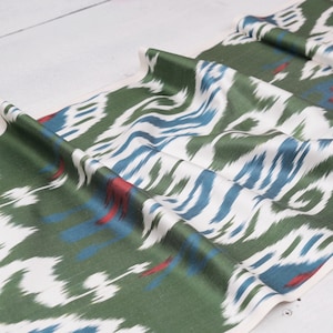 Green silk ikat fabric by the meter ikat fabric green upholstery handloom fabric silk ikat fabric green dress fabric new collection vintage