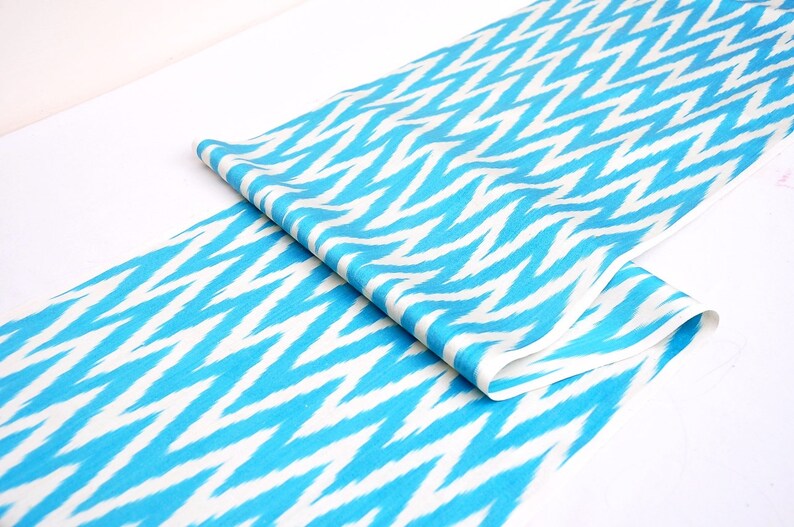 Silk Ikat Fabric Upholstery Handmade Ikat Fabric Handwoven Ikat Fabric sewing Fabric Ikat Fabric By The Yard Blue Chevron Ikat Fabric