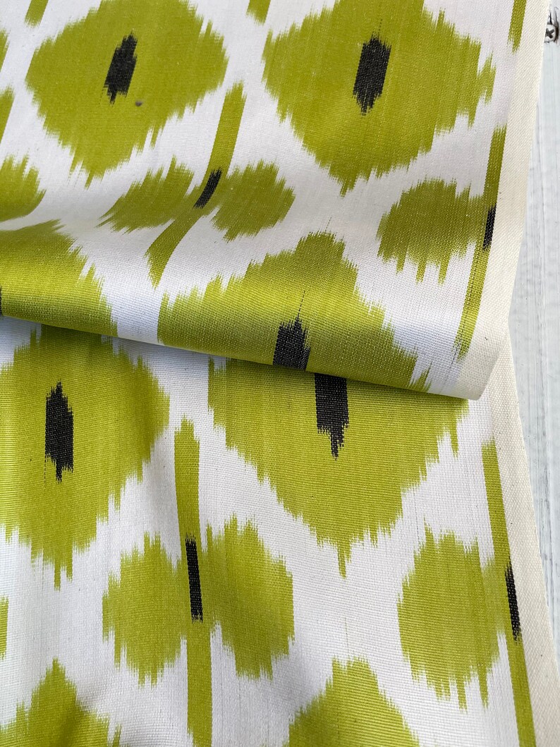 Silk Ikat Fabric – Olive Ocean Ikat main image 1