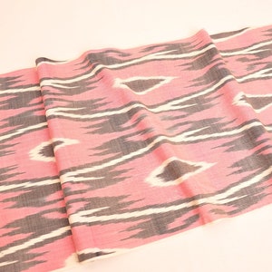 Pink ikat fabric, Uzbek ikat fabric, Handdyed silk ikat fabric, Handwoven ikat fabric, Handmade ikat upholstery fabric, Ikat designer fabric