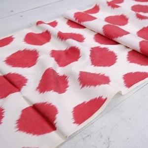 Red ikat fabric, ikat fabric by the yard, ikat fabric uk delivery, ikat fabric for upholstery, ikat dress fabric, red polka dot ikat fabric