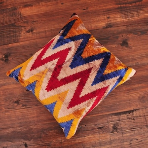 15x15 richloom velvet ikat pillow, handwoven silk pillow, decorative pilow, modern pillow cover, accent pillow, home decor, boho home living
