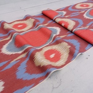 Colorful cotton fabric, handmade ikat fabric, ikat lampshade fabric sale, cotton fabric ikat, fabric, uzbek ikat fabric, ikat dress fabric