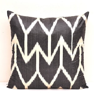 Black ikat pillow, Ikat cushion, Accent decorative pillow, Handmade pillow, Throw pillow, Sofa pillow, Pillow case, Home decor pillow