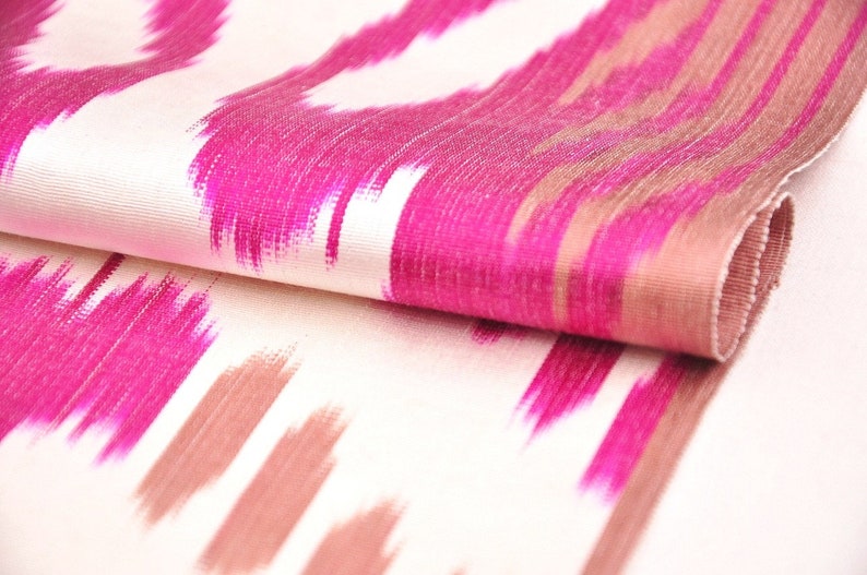 Hot pink ikat fabric by meters upholstery handwoven handloom Etsy