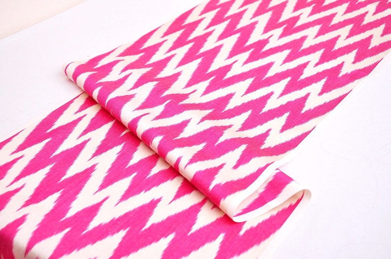 hand woven fabric handloom clothing ikat fabric silk ikat fabric sewing fabric Hot pink chevron ikat fabric by the yard upholstery