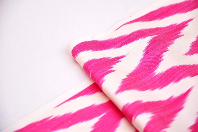 Hot Pink Chevron Ikat Fabric by the Yard Upholstery Hand Etsy