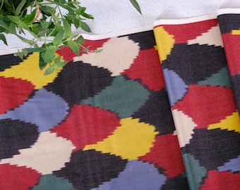 Handloom Silk Ikat Fabric: Vibrant Upholstery Textile, 16" Wide