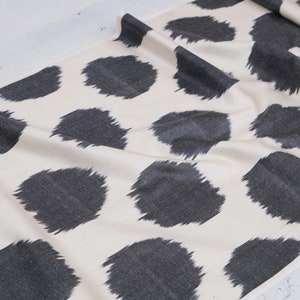 Polka dot fabric black white ikat silk fabric upholstery fabric handwoven fabric clothing ikat fabric designer fabric ikat sold by meter