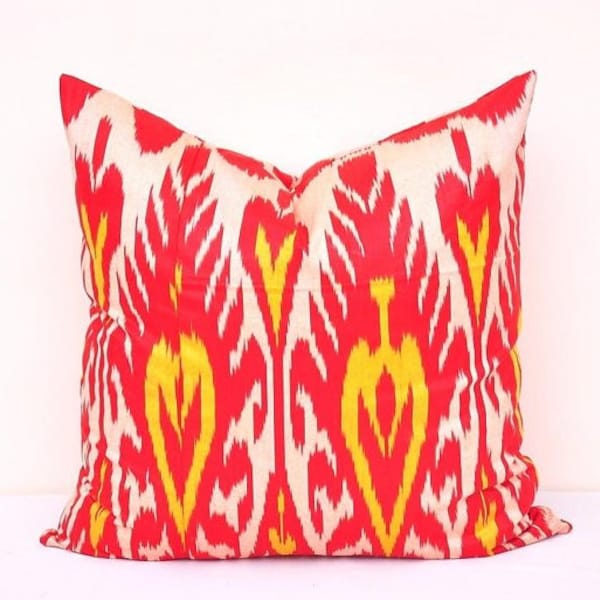 20x20 Orange ikat pillow, Ikat cushion, Accent decorative pillow, Throw pillow, Sofa pillow, Cotton ikat pillow,  Ikat Pillow case