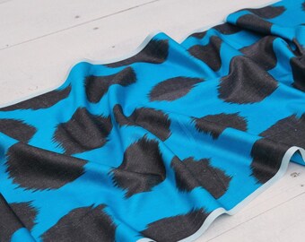 Black Polka Dot Ikat Fabric, Navy Blue Silk Cotton Blend, Upholstery By Meter