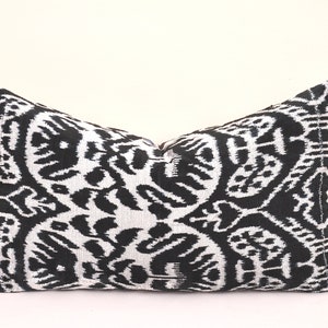 Black velvet ikat pillow, Ikat cushion, Silk decorative pillow, Home decor pillow, Throw pillow, Velvet pillow covers, Silk ikat pillow