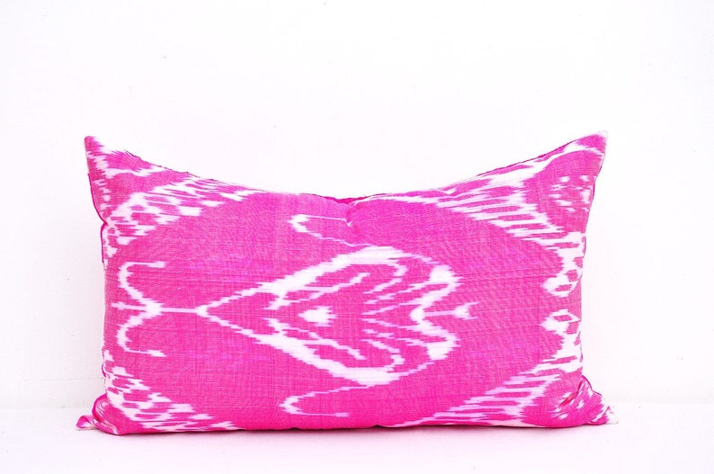 Accent decorative pillow Throw pillow Hot pink velvet ikat pillow Home decor pillow Velvet pillow case Handmade pillow Ikat cushion