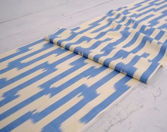 Blue Cotton Ikat Fabric, Handwoven Organic Material