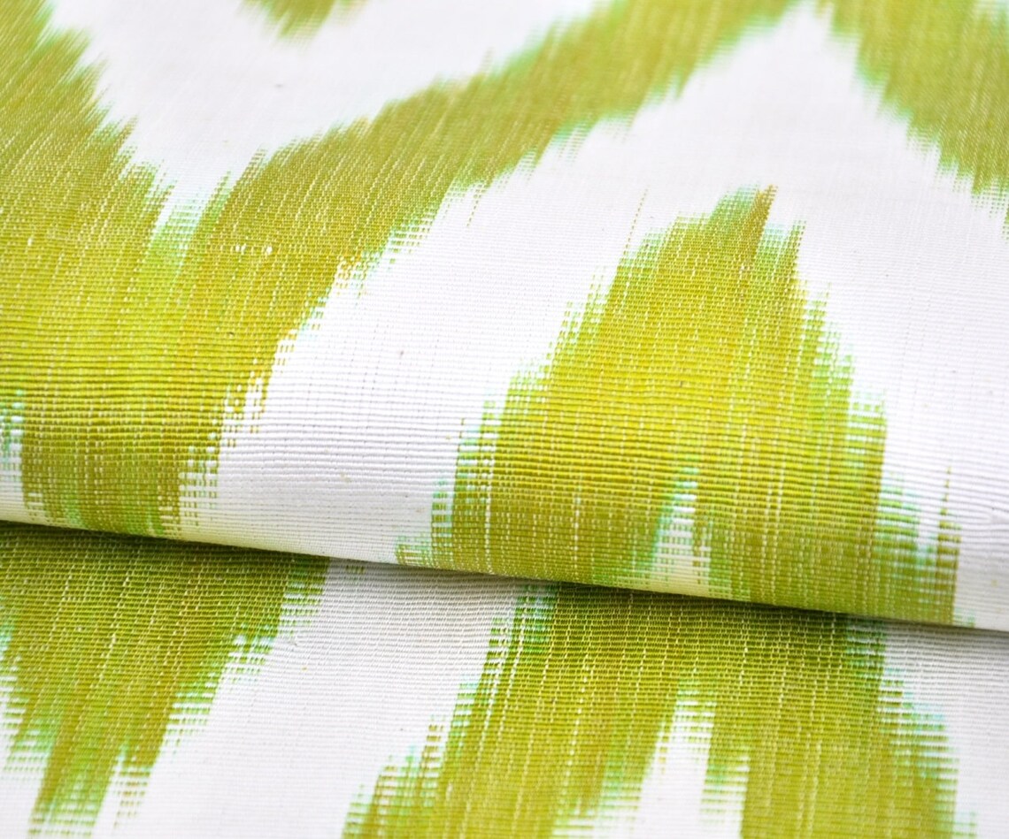 Lime Green Chevron Ikat Fabric by the Yard Ikat Textiles Etsy New Zealand