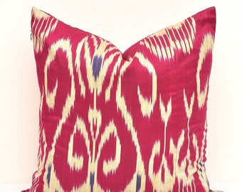 Wine red ikat pillow dark red cushion throw decorative pillow handmade throw pillow sofa pillow cotton pillowcase home decor pillow bohemian