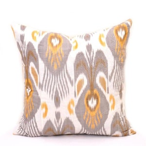 20x20 Silver ikat pillow, Ikat cushion, Accent decorative pillow, Handmade pillow, Throw pillow, Sofa pillow, Pillow case, Home decor pillow