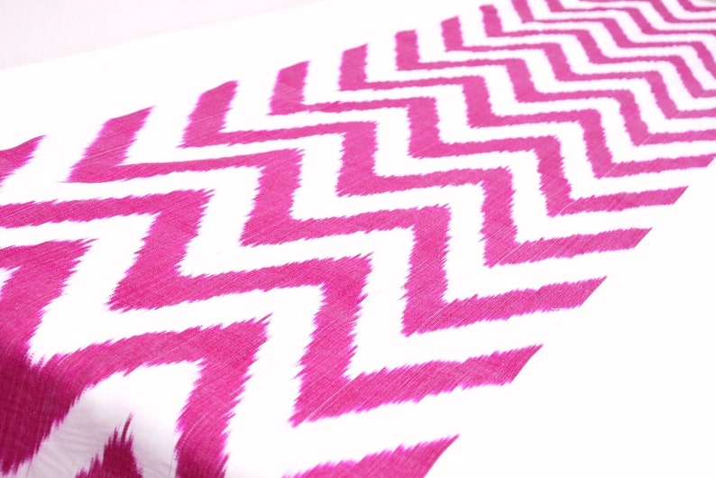 Hot Pink Chevron Ikat Fabric by the Yard Ikat Textiles Uzbek Etsy