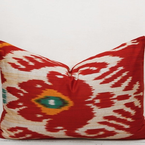 Red Pillow, Wine Red Ikat Pillow, Cotton Pillow, Ikat Pillow, Decorative Pillow, Throw Pillow, Lumbar Pillow, Designer Pillow, Accent Pillow