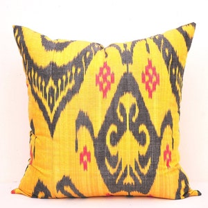 20x20 Gold ikat pillow, Ikat cushion, Accent decorative pillow, Handmade pillow, Throw pillow, Sofa pillow, Pillow case, Home decor pillow