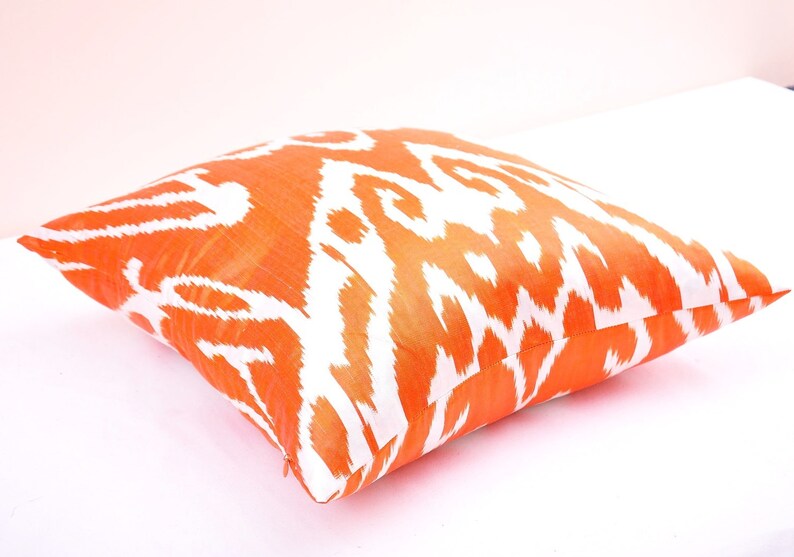 20x20 Orange Ikat Pillow Ikat Cushion Accent Decorative Etsy