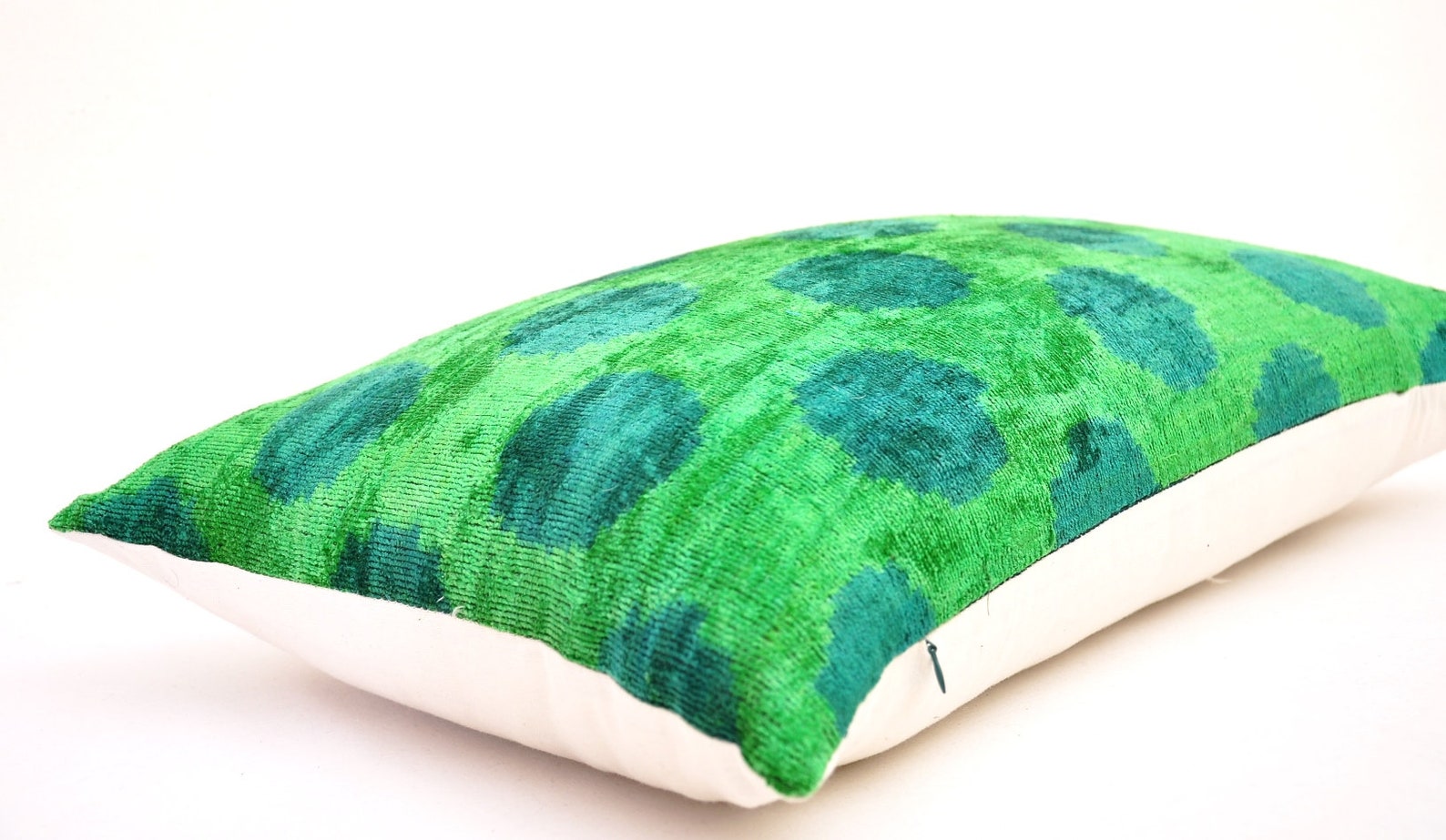 Green Velvet Ikat Pillow Polka Dot Pillow Accent Decorative Etsy