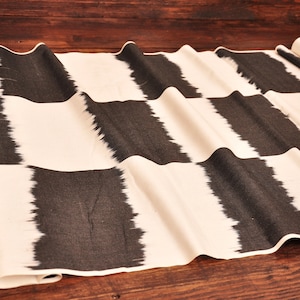 60cm / 25inches wide chess design cotton ikat fabric, black and white cotton ikat fabric by the yard, cotton upholstery, handwoven fabric