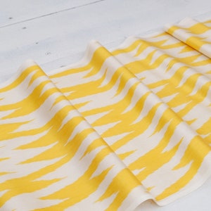 Yellow fabric chevron ikat fabric striped pattern yellow ikat fabric cotton silk upholstery for sustainable living textile handwoven unique