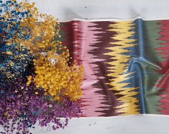 Handwoven Ikat Fabric: Silk Cotton Blend, Home Decor Textile