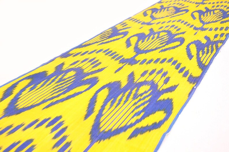 upholstery Yellow ikat fabric by the yard quilting sewing fabric clothing fabric handloom handwoven through pillow fabric.