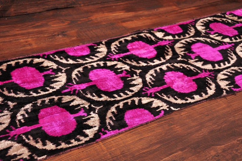 Pink Velvet Fabric Silk Ikat Fabric Velvet Designer Fabric Velvet Upholstery Fabric Velvet Ikat Fabric Pomegranate Design Velvet Fabric