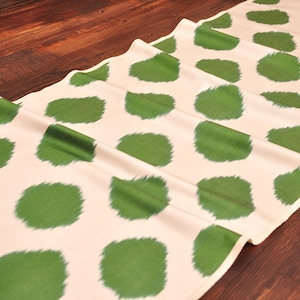 Green polkadot fabric silk ikat fabric upholstery sustainable material handwoven fabric natural handloom ikat fabric clothing fabric pattern
