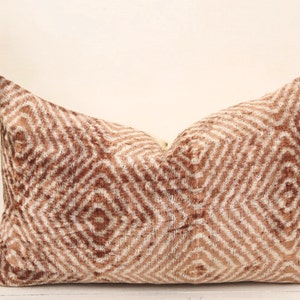 Velvet Cushion, Velvet Pillow, Brown Velvet Pillow, Velveteen Pillo, Lumbar Velvet Pillow, Royal Velvet Pillow, Geometrical Design Pillow
