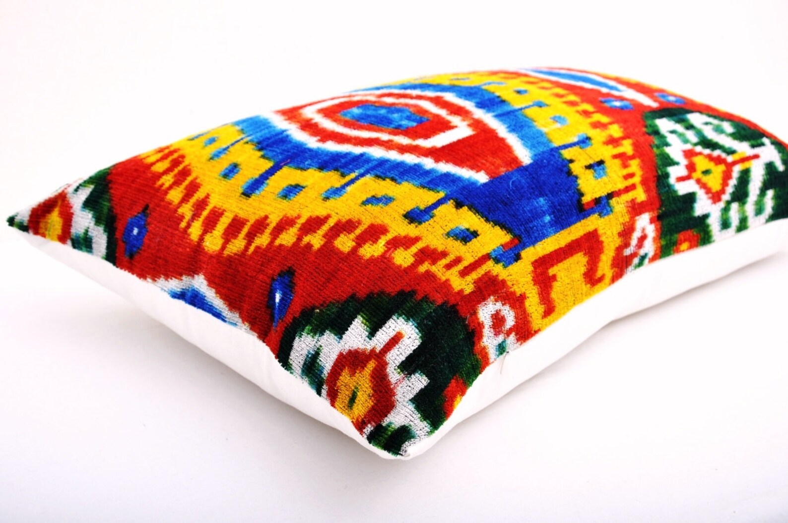 Multi Color Velvet Ikat Pillow Ikat Cushion Accent Etsy