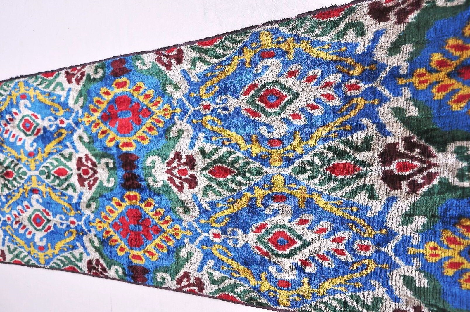 REWOVEN Cobalt Blue Velvet Designer Fabric Velvet Ikat Etsy