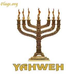 Menorah Yahweh Silk Printed Worship Flags