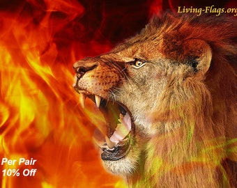 Stand & Roar - Fiery Lion - Printed Harbotai Silk Flag
