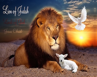 Lion, Holy Spirit & Lamb Silk Worship Flag