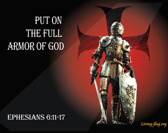 Armor Of God - Silk Printed Worship Flags (BUY 1 GET 1 FREE - M-size & M-quill Size)