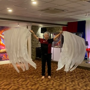 Angel Wings Double layer WHITE Silk Praise and Worship Flag WF43X7055