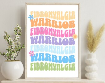 Fibromyalgie Chronische Schmerzen Retro Typografie Krieger Druck DRUCKBARE Datei (Awareness, Invisible Illness, Flare Up, Spoonie Wandkunst, Geschenk)