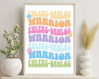 Ehlers-Danlos-syndrom (EDS) Krieger Retro Typografie Druck DRUCKBARE Datei (Bewusstsein Wandkunst, Dekor Geschenk, Chronische Krankheit, Hypermobil)