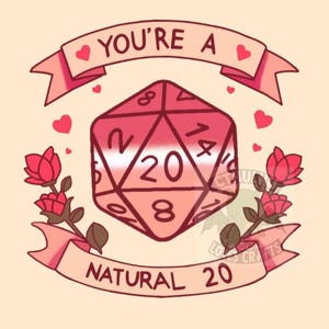 Digitaal downloadbaar bestand D20 DND Valentines Card, Nerdy Natural 20 / Dungeons and Dragons TTRPG / kritische hit